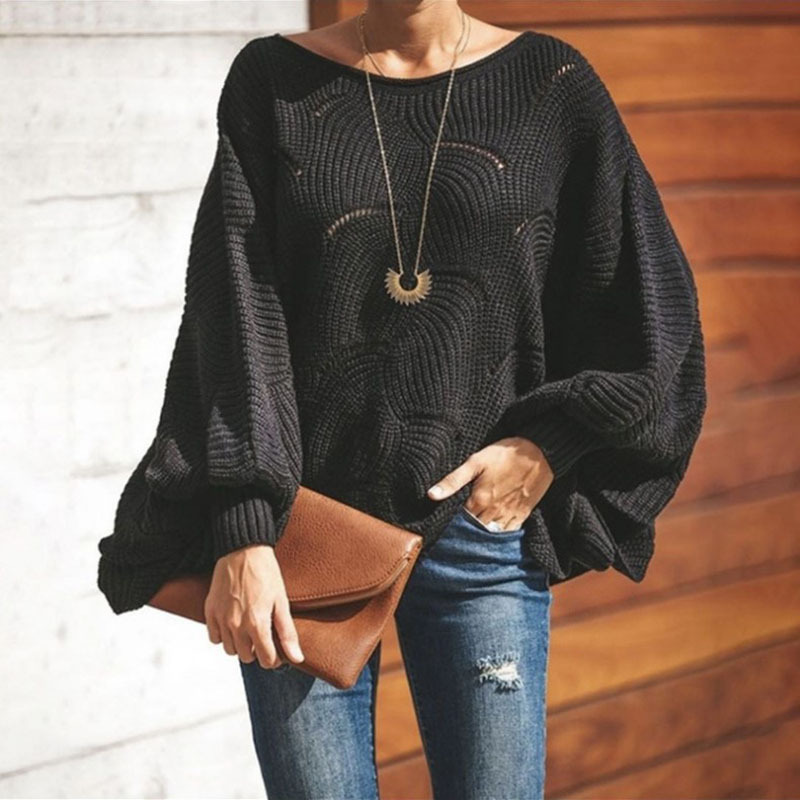 Dames Gebreide Trui – Pullover met Lange Mouwen, Warme Trui voor Herfst en Winter