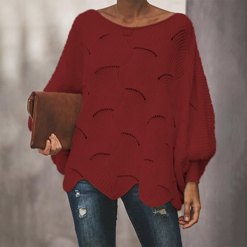 Dames Gebreide Trui – Pullover met Lange Mouwen, Warme Trui voor Herfst en Winter