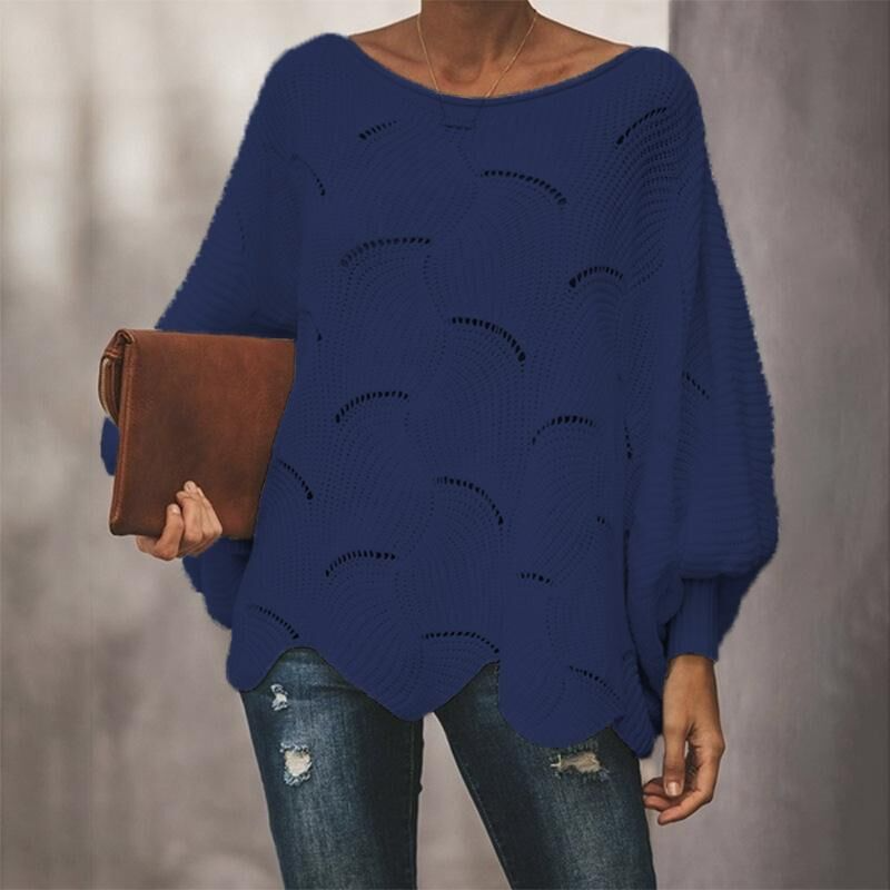Dames Gebreide Trui – Pullover met Lange Mouwen, Warme Trui voor Herfst en Winter