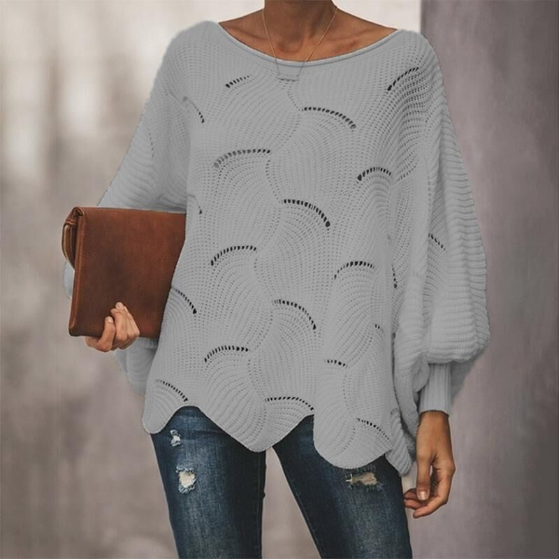 Dames Gebreide Trui – Pullover met Lange Mouwen, Warme Trui voor Herfst en Winter