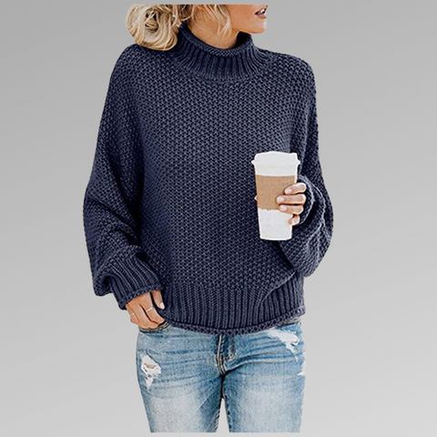 Dames Gebreide Trui – Lange Mouw, Ronde Hals, Casual voor Herfst en Winter