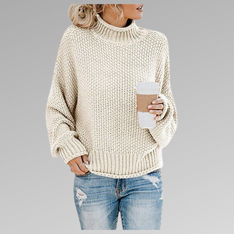 Dames Gebreide Trui – Lange Mouw, Ronde Hals, Casual voor Herfst en Winter