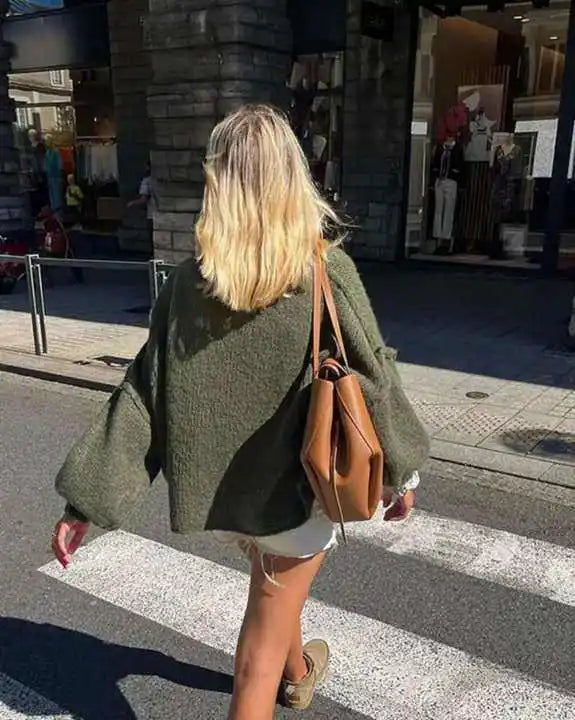 Dames Oversized Gebreide Trui – Warme Wintertrui, Casual voor Herfst en Dagelijks Gebruik