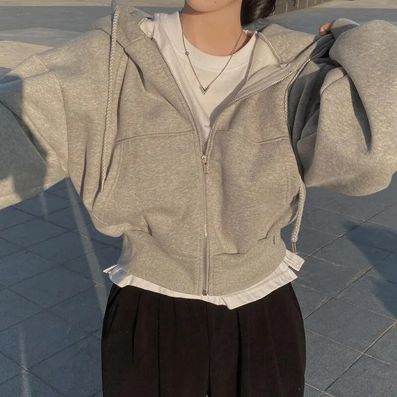Dames Oversized Zip-Up Hoodie – Met Rits en Capuchon, Casual Streetwear & Loungewear