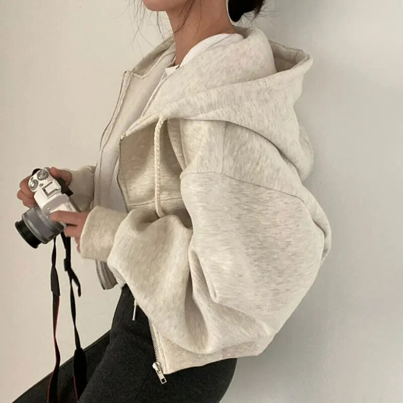 Dames Oversized Zip-Up Hoodie – Met Rits en Capuchon, Casual Streetwear & Loungewear