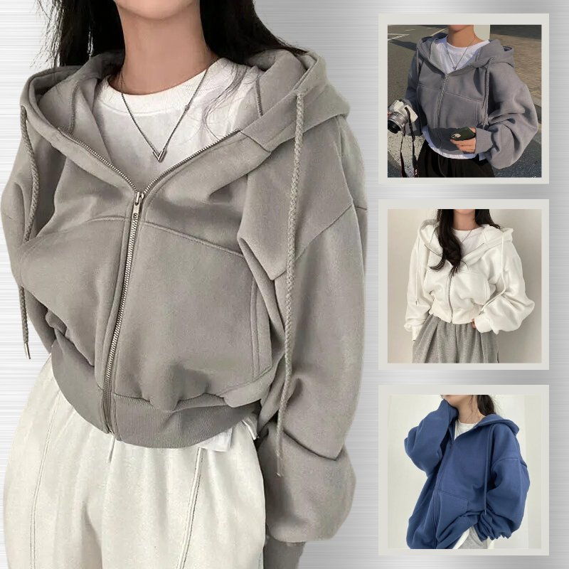 Dames Oversized Zip-Up Hoodie – Met Rits en Capuchon, Casual Streetwear & Loungewear