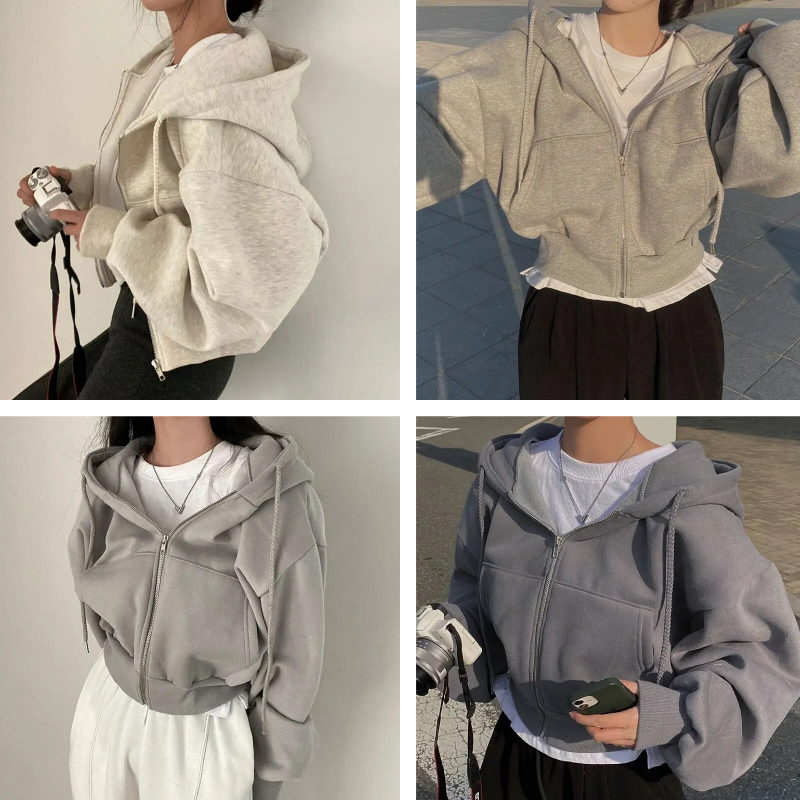 Dames Oversized Zip-Up Hoodie – Met Rits en Capuchon, Casual Streetwear & Loungewear