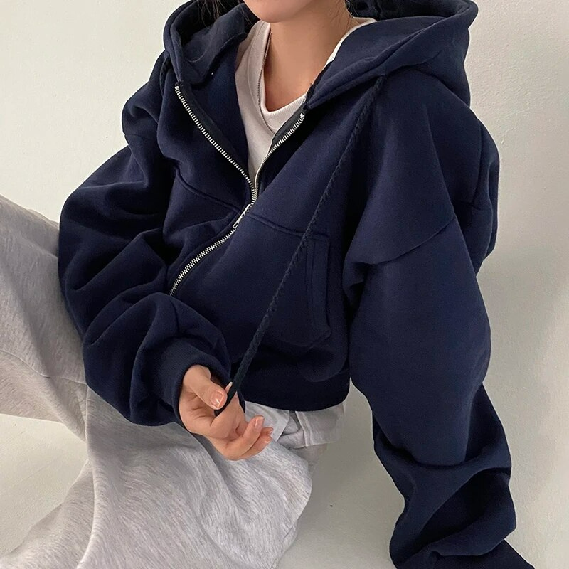 Dames Oversized Zip-Up Hoodie – Met Rits en Capuchon, Casual Streetwear & Loungewear