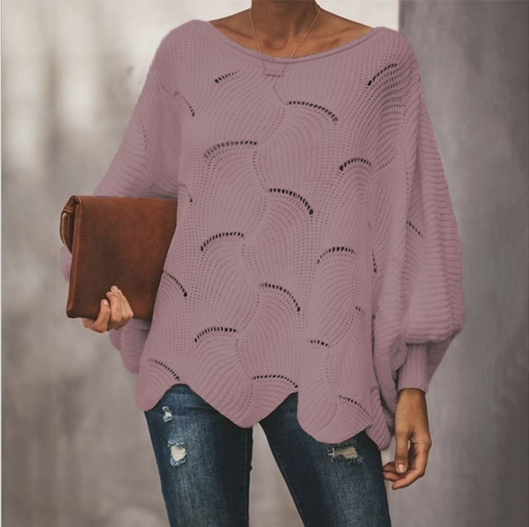 Dames Gebreide Trui – Pullover met Lange Mouwen, Warme Trui voor Herfst en Winter