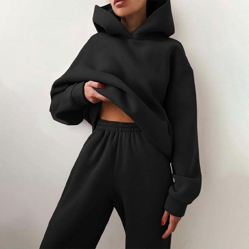 Dames Relaxed Fit Joggingset – 2-delig Trainingspak, Sweatshirt en Joggingbroek, Casual Loungewear voor Thuis