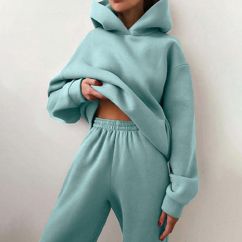 Dames Relaxed Fit Joggingset – 2-delig Trainingspak, Sweatshirt en Joggingbroek, Casual Loungewear voor Thuis