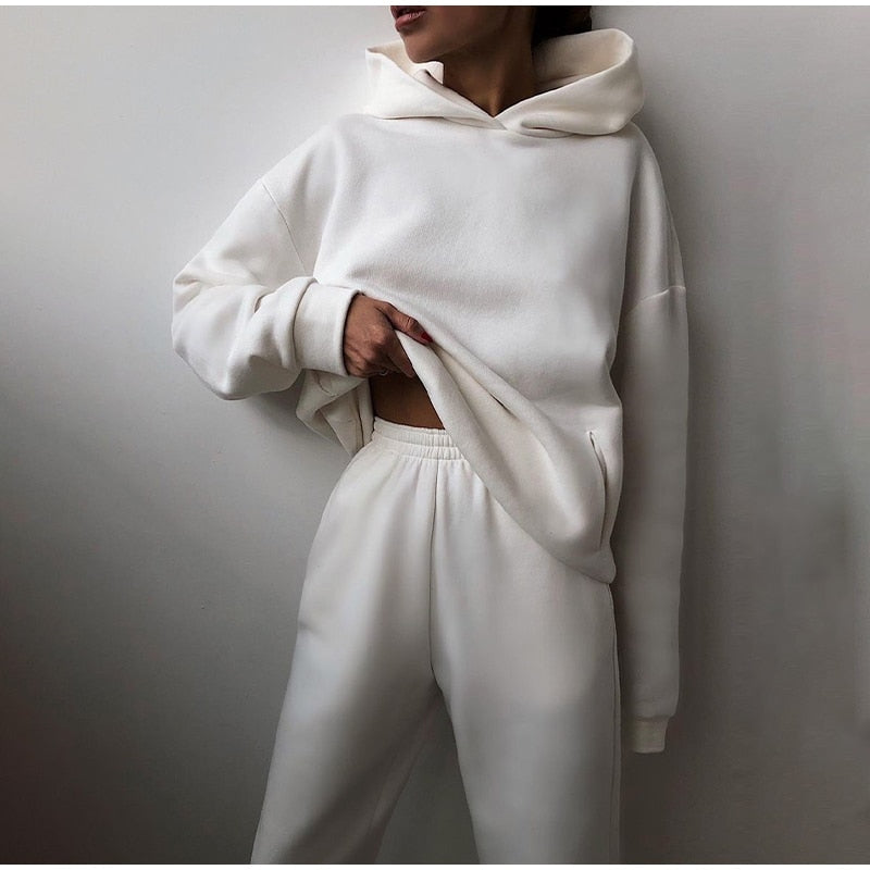 Dames Relaxed Fit Joggingset – 2-delig Trainingspak, Sweatshirt en Joggingbroek, Casual Loungewear voor Thuis