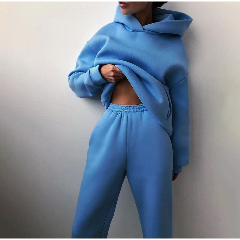 Dames Relaxed Fit Joggingset – 2-delig Trainingspak, Sweatshirt en Joggingbroek, Casual Loungewear voor Thuis