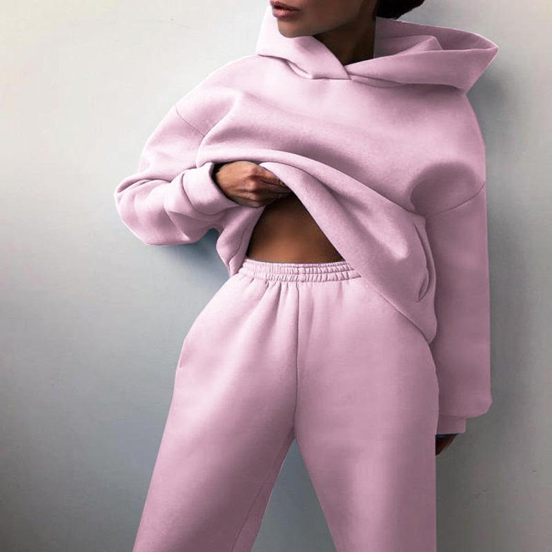 Dames Relaxed Fit Joggingset – 2-delig Trainingspak, Sweatshirt en Joggingbroek, Casual Loungewear voor Thuis