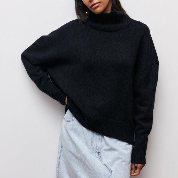 Dames Gebreide Coltrui – Hoge Col Rollneck Trui, Winter, Lange Mouwen, Casual & Business