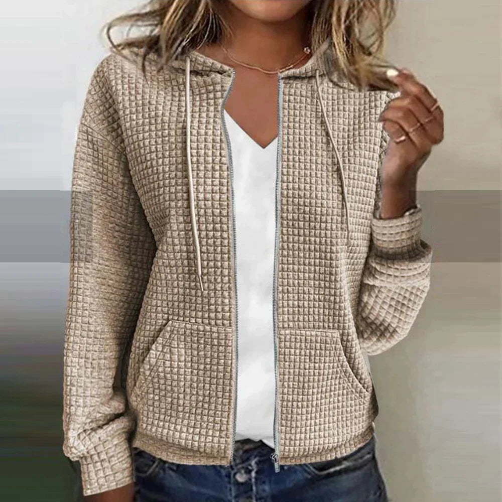 Dames Geruite Jas – Ruitpatroon, Casual Tussenjas voor Herfst en Winter