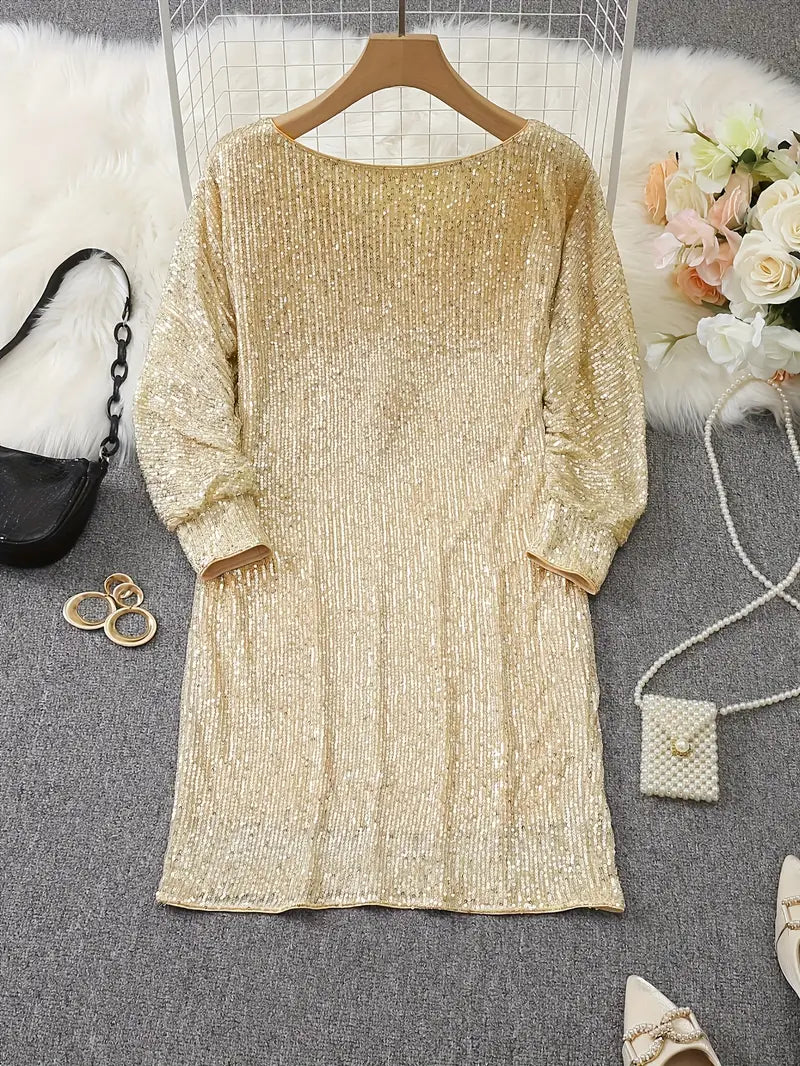 Dames One-Shoulder Mini Jurk – Glanzend, Asymmetrische halslijn, Feestjurk voor Avondkleding en Uitgaan