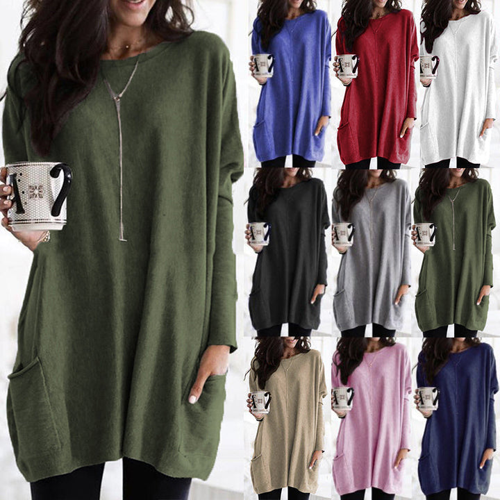 Dames Gebreide Trui met Zakken – Casual, Herfst/Winter