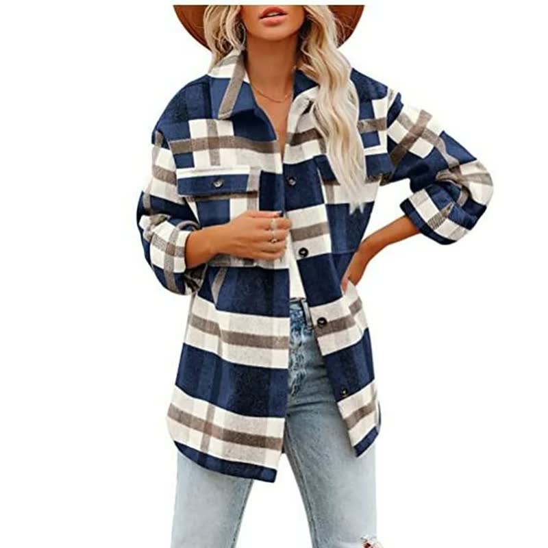 Dames Flanellen Blouse – Katoen, Casual voor Herfst en Winter