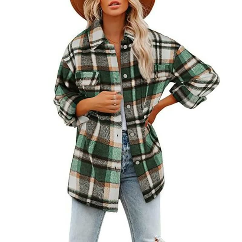 Dames Flanellen Blouse – Katoen, Casual voor Herfst en Winter