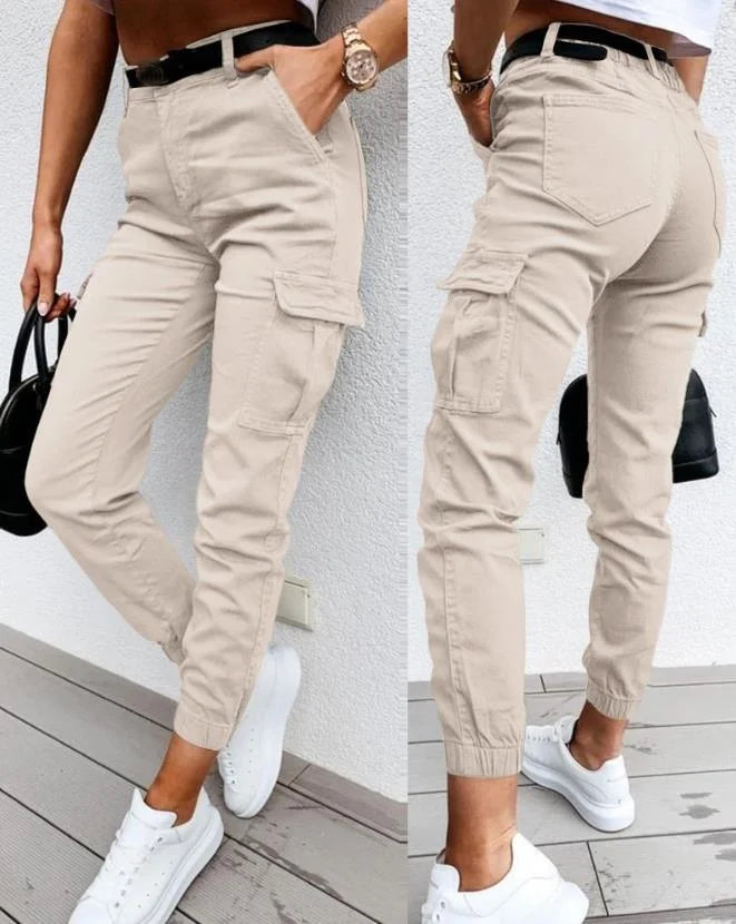 Dames Hoge Taille Cargo Broek – Met Cargozakken, Casual Streetwear