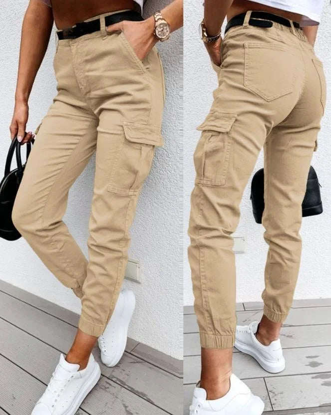 Dames Hoge Taille Cargo Broek – Met Cargozakken, Casual Streetwear