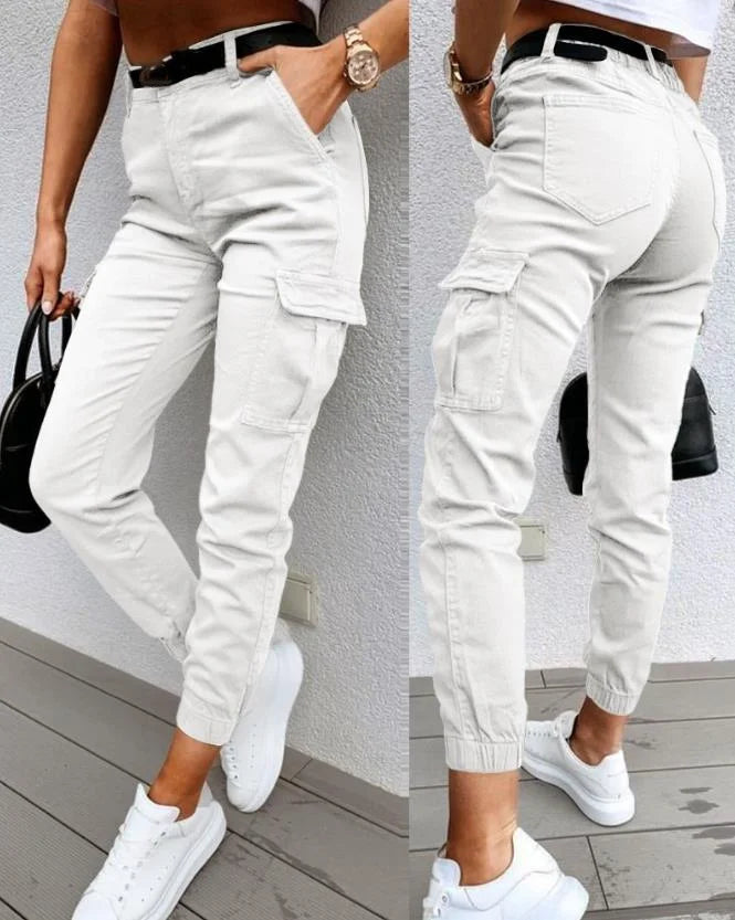 Dames Hoge Taille Cargo Broek – Met Cargozakken, Casual Streetwear