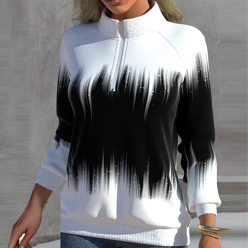 Dames Lange Mouw Sweatshirt met Halfhoge Kraag – Mock Neck, Casual voor Herfst/Winter