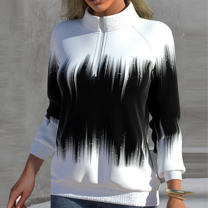 Dames Lange Mouw Sweatshirt met Halfhoge Kraag – Mock Neck, Casual voor Herfst/Winter