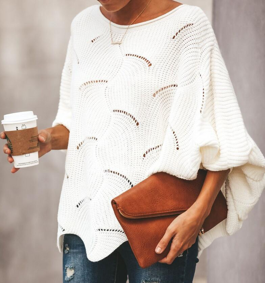 Dames Gebreide Trui – Pullover met Lange Mouwen, Warme Trui voor Herfst en Winter