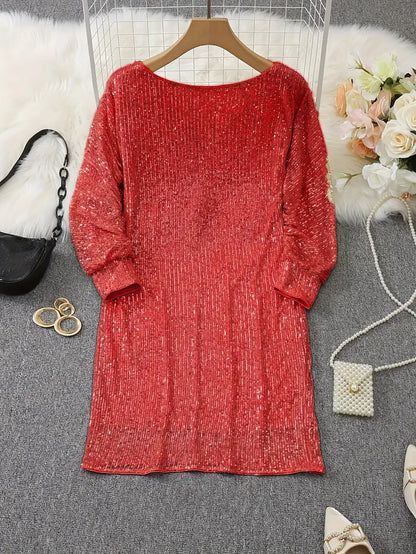 Dames One-Shoulder Mini Jurk – Glanzend, Asymmetrische halslijn, Feestjurk voor Avondkleding en Uitgaan