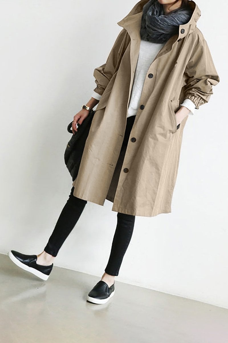 Dames Waterdichte Regen Trenchcoat met Capuchon – Tussenjas voor Lente en Herfst