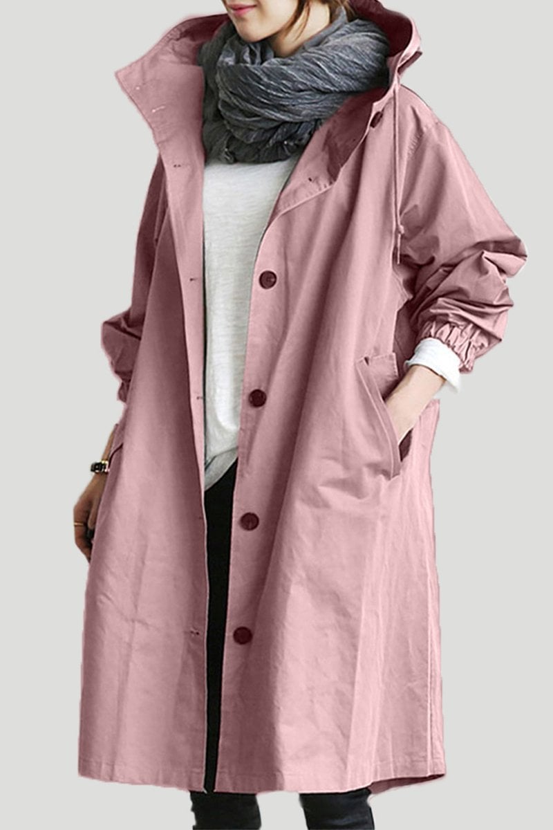 Dames Waterdichte Regen Trenchcoat met Capuchon – Tussenjas voor Lente en Herfst