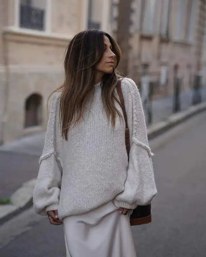 Dames Oversized Gebreide Trui – Warme Wintertrui, Casual voor Herfst en Dagelijks Gebruik