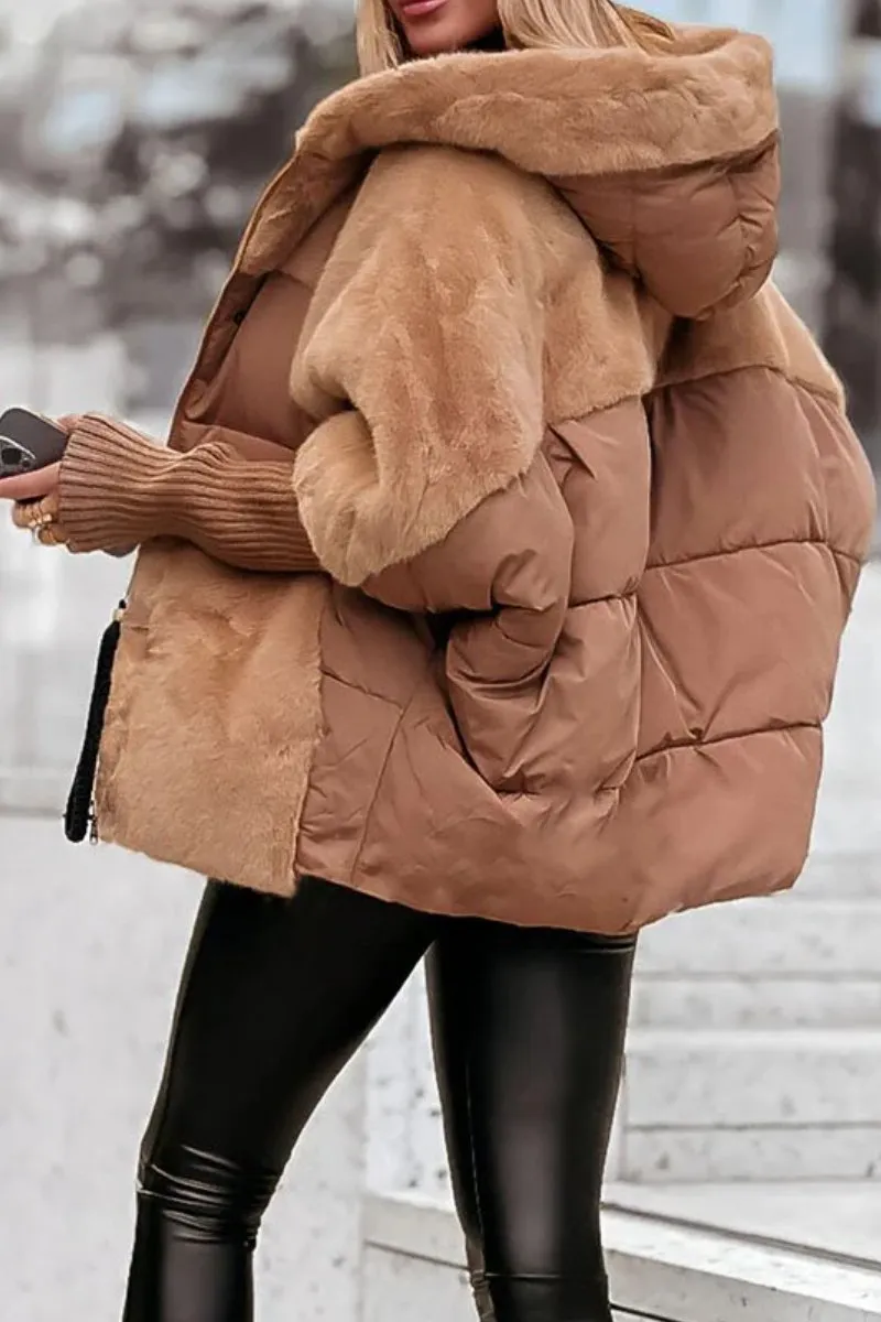 Dames Gewatteerde Winterjas – Met Capuchon, Casual Buitenjas voor Winter