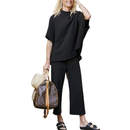 Fleece Loungewear Set voor Dames met Vleermuismouwen – Comfortabel Thuis Relaxen