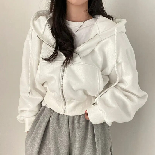 Dames Oversized Zip-Up Hoodie – Met Rits en Capuchon, Casual Streetwear & Loungewear