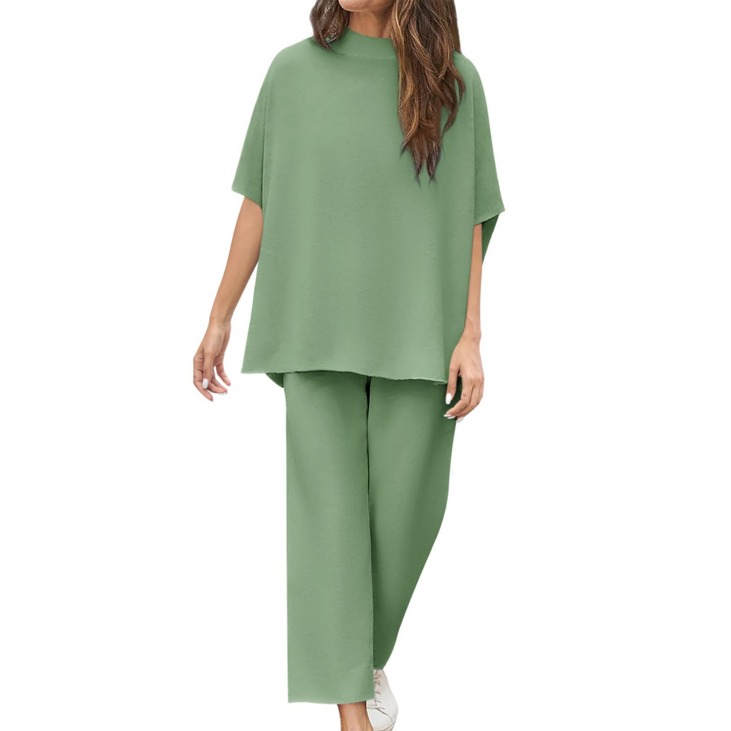 Fleece Loungewear Set voor Dames met Vleermuismouwen – Comfortabel Thuis Relaxen