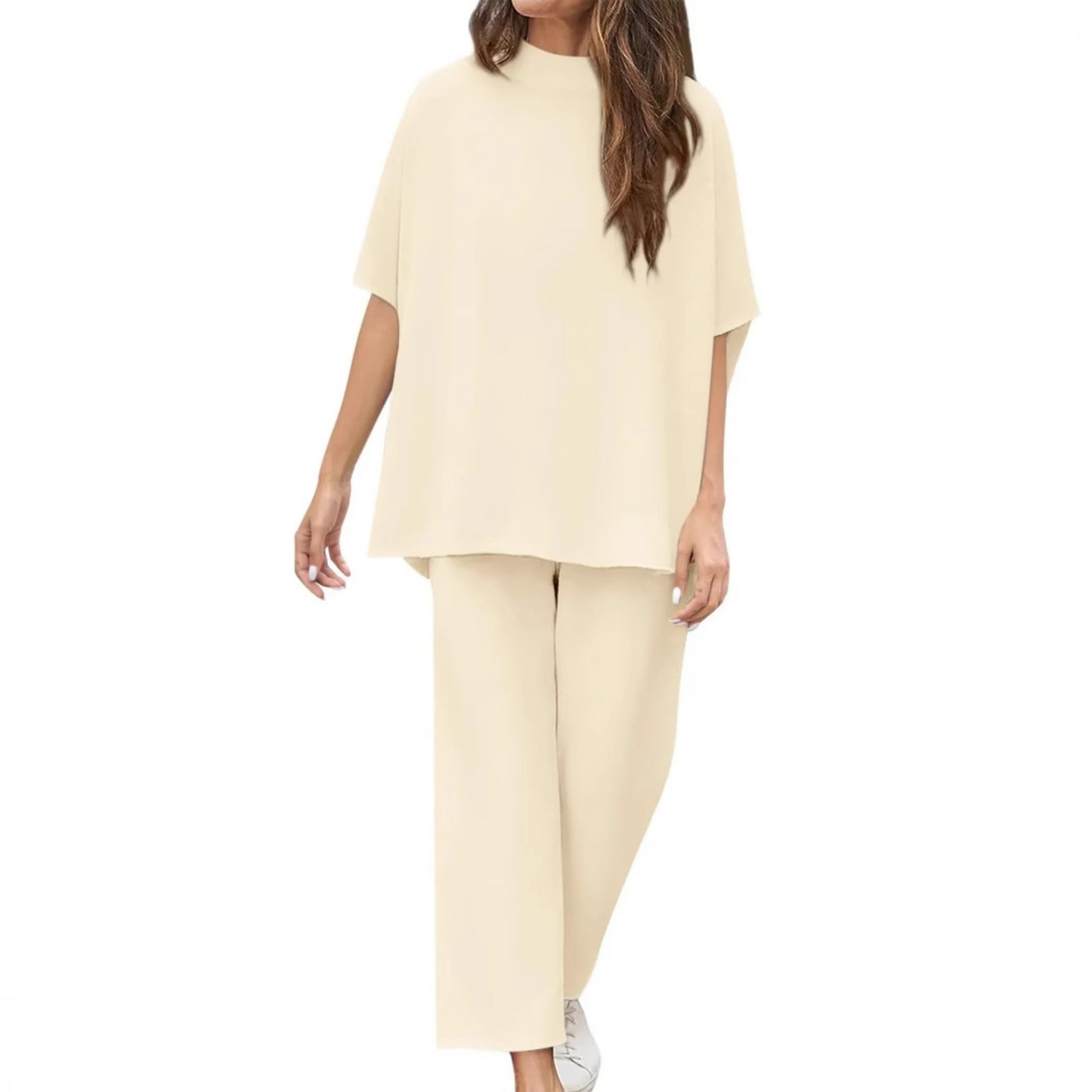 Fleece Loungewear Set voor Dames met Vleermuismouwen – Comfortabel Thuis Relaxen