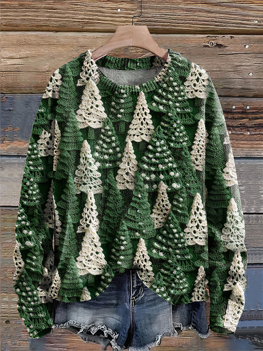 Dames Gebreide Kersttrui – Foute Kersttrui met Print, Feestkleding voor Kerst en Winter