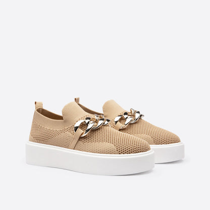 Chunky Ketting Detail Slip-on Sneakers voor Dames – Comfortabele Stijlvolle Instappers
