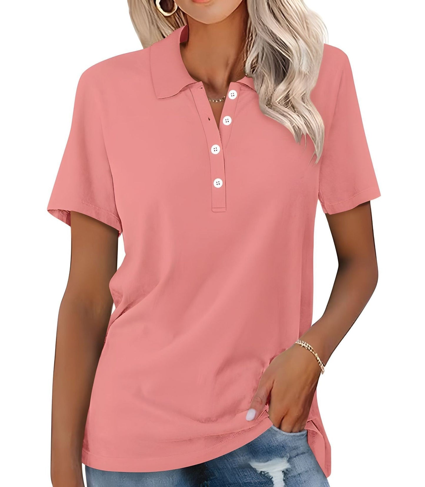 Katoenen Dames Polo Shirt met Ademende Stof – Comfortabele Casual Top voor Elke Dag