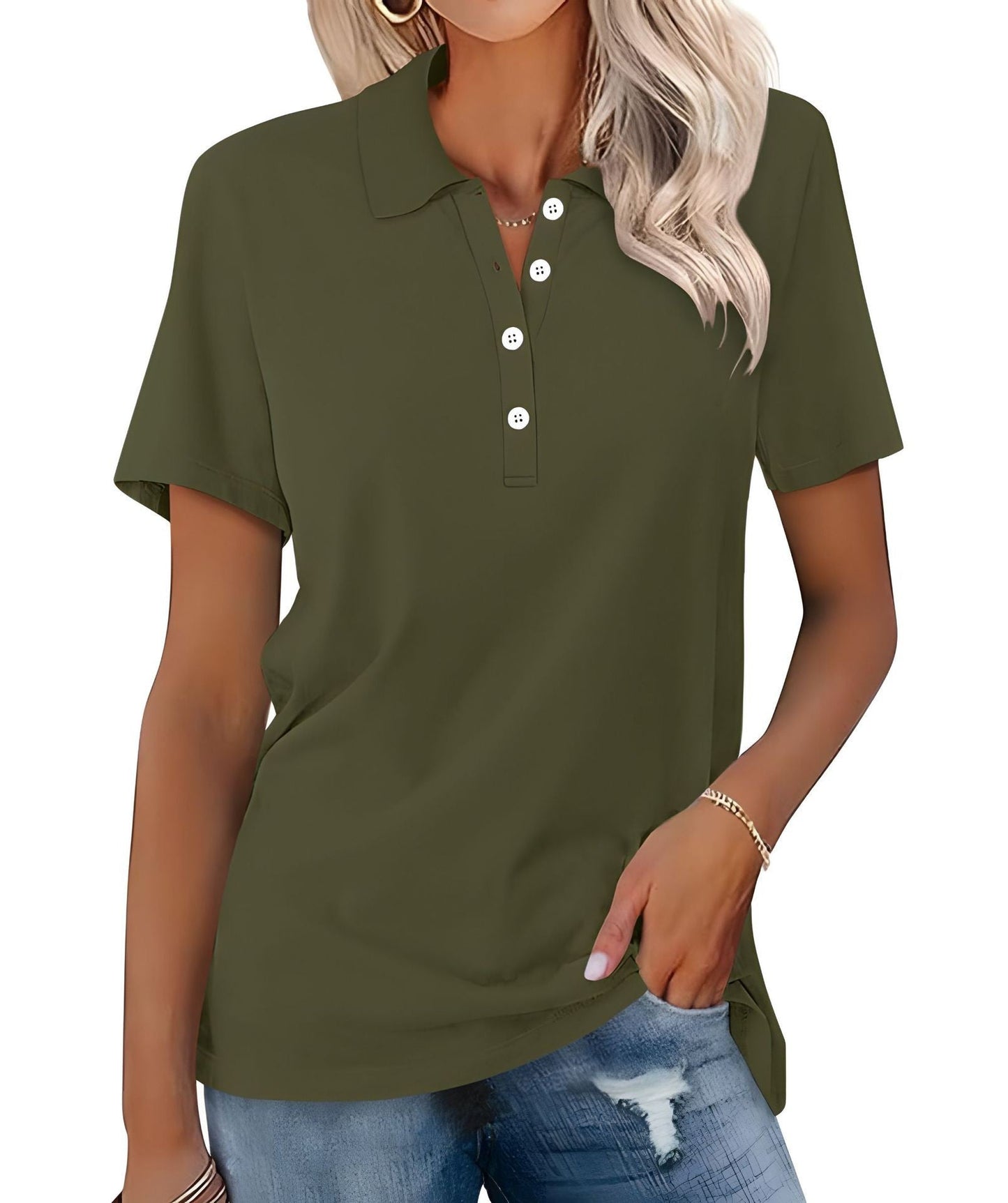 Katoenen Dames Polo Shirt met Ademende Stof – Comfortabele Casual Top voor Elke Dag