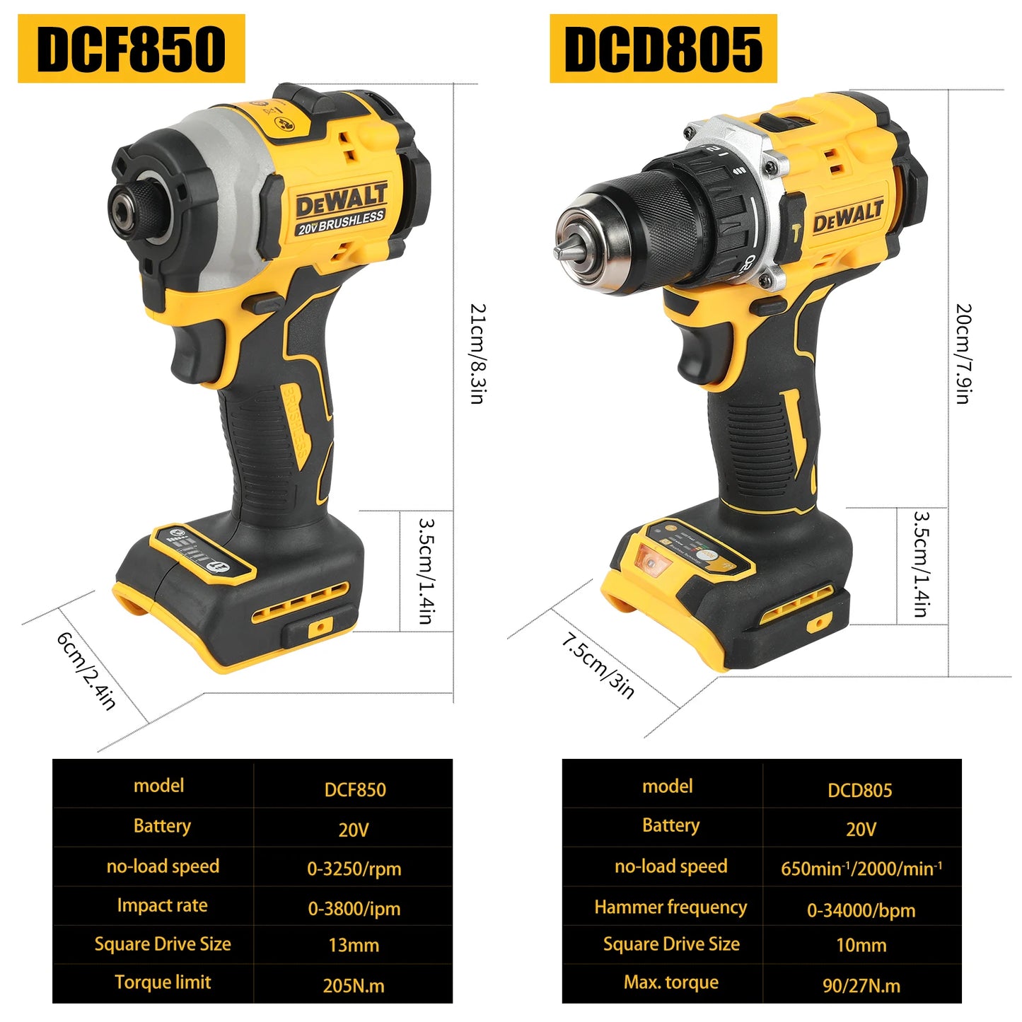 DeWalt Lithium Brushless Motor Screwdriver Electric Screwdriver Electric Hand Drill Impact Drill Combination Kit DCF805 DCD850