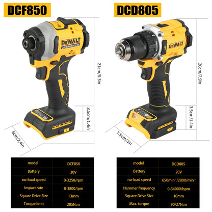 DeWalt Lithium Brushless Motor Screwdriver Electric Screwdriver Electric Hand Drill Impact Drill Combination Kit DCF805 DCD850
