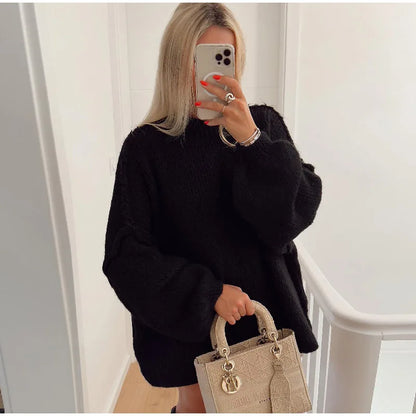 Dames Oversized Gebreide Trui – Warme Wintertrui, Casual voor Herfst en Dagelijks Gebruik