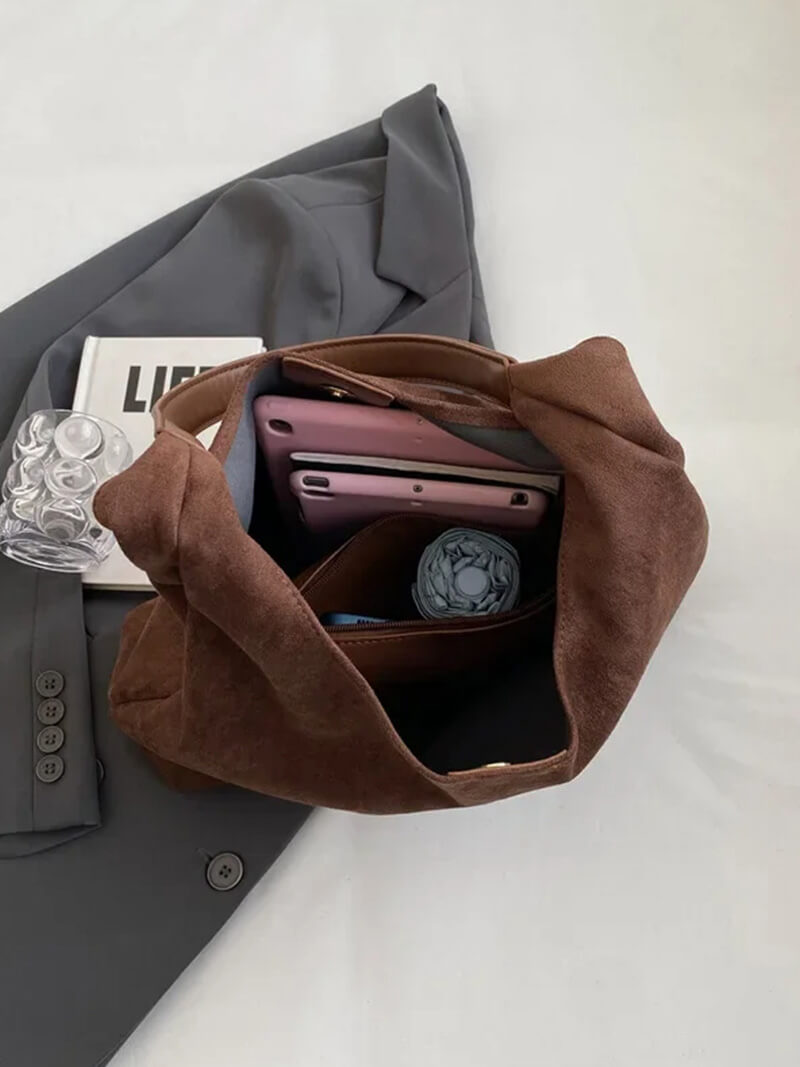 Dames Ruime Hobo Schoudertas – Suède, Zachte Tas voor Dagelijks Gebruik