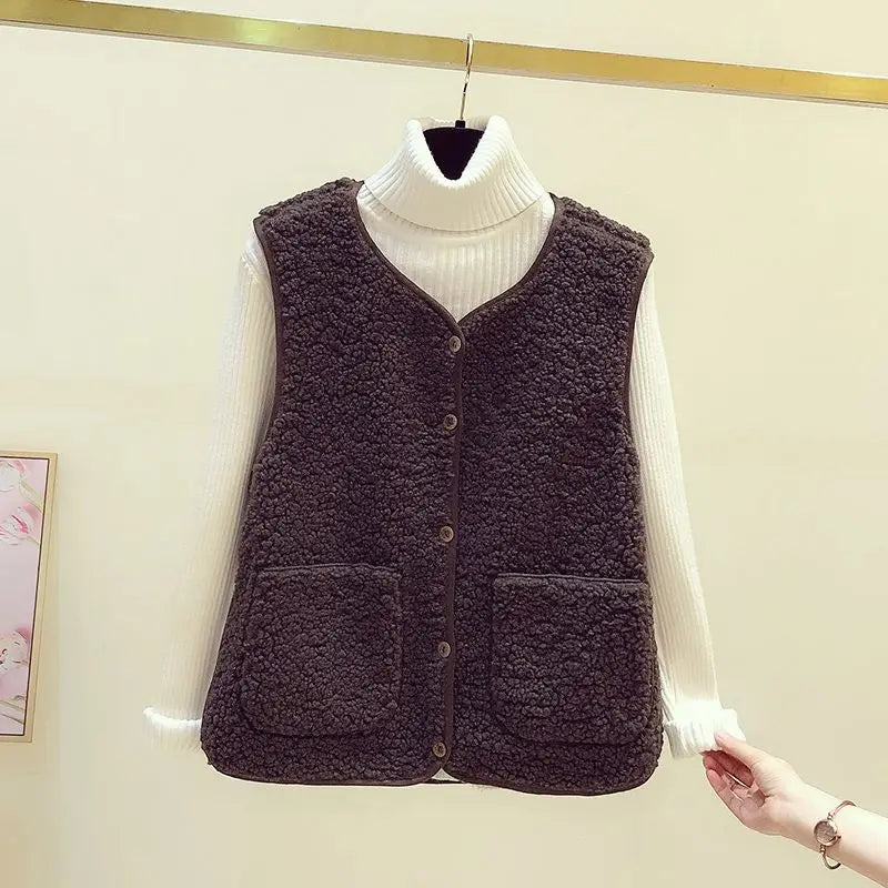 Dames Warm Gebreid Cardigan Vest – Casual voor Herfst en Winter