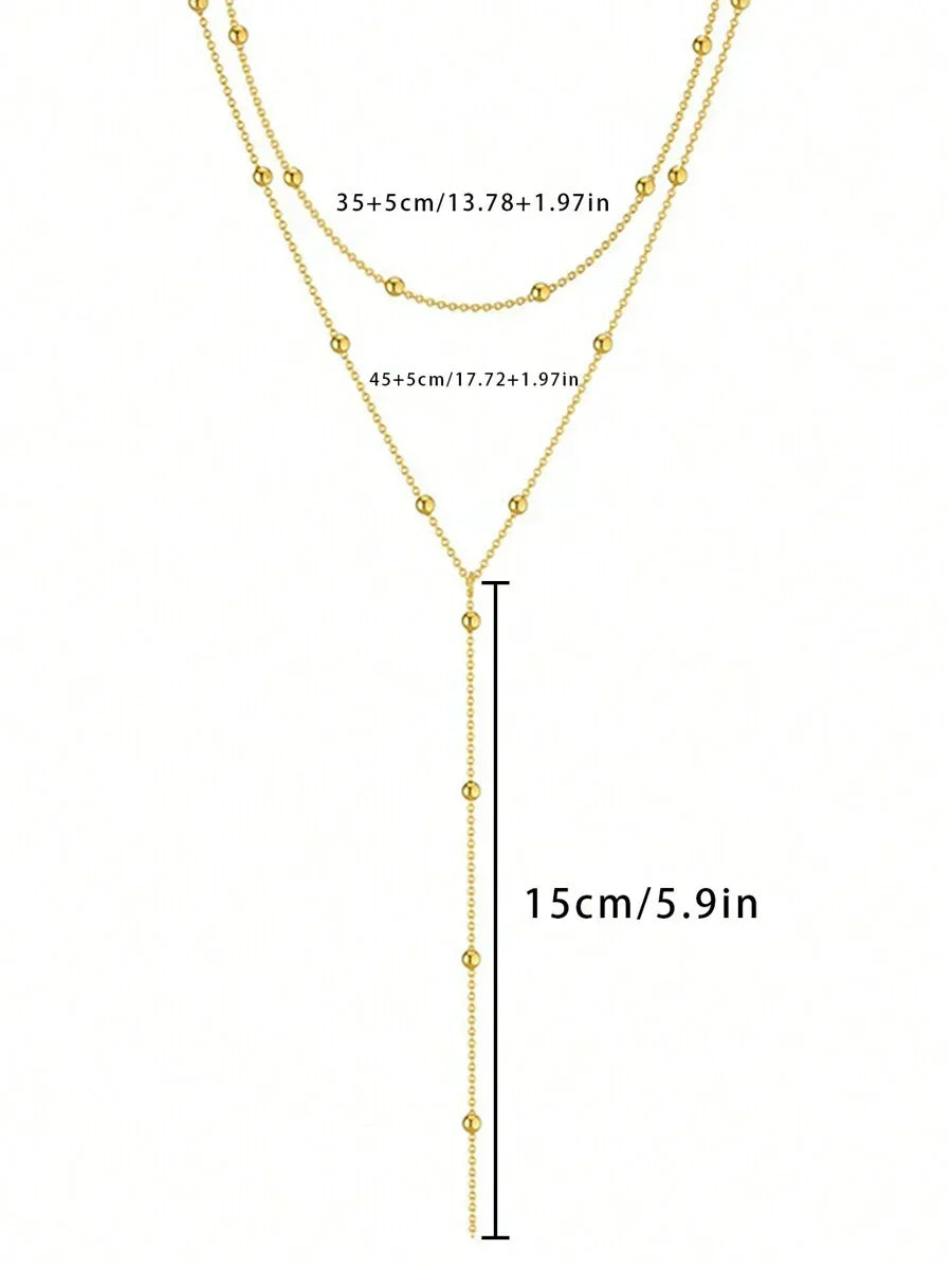 Gouden Laagjes Y-Halsketting – Luxe 3-Delige Damesaccessoire