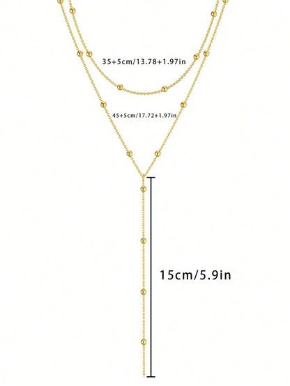 Gouden Laagjes Y-Halsketting – Luxe 3-Delige Damesaccessoire